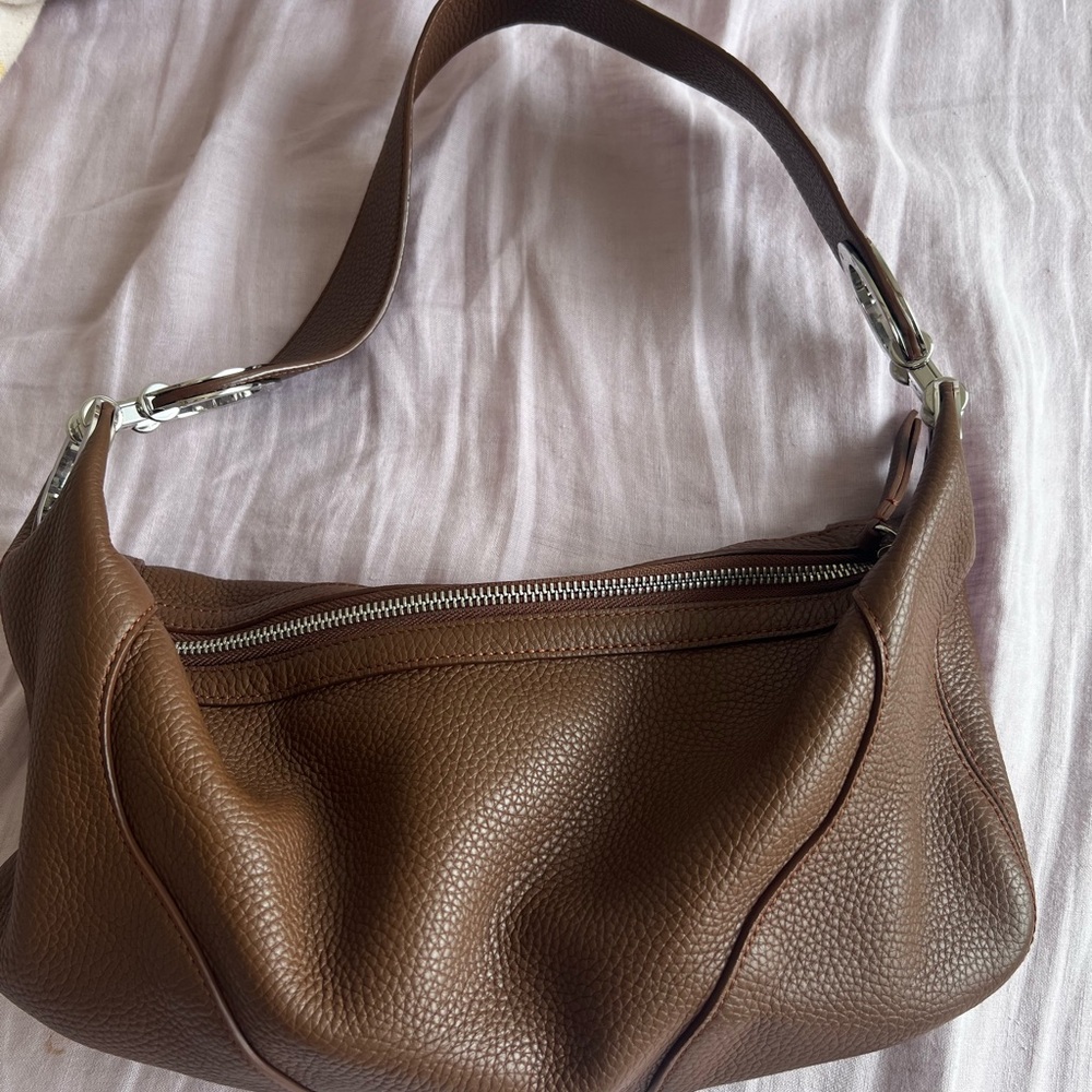 BY FAR Amira Chocolate Brown Leather Shoulder Bag - Picture 2 of 8